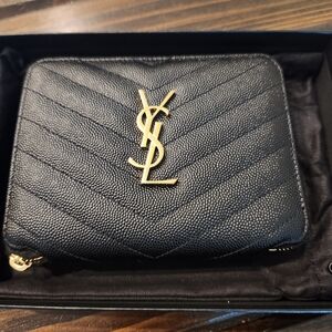 Yves Saint Laurent Black Textured Wallet